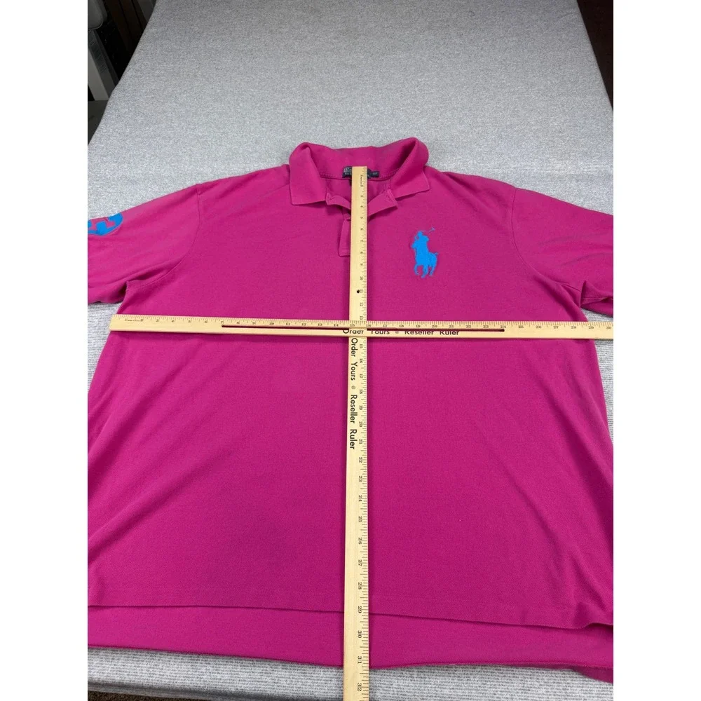 Polo Ralph Lauren Mens 3XB Big Pony Pink Short Sleeve Polo Shirt Turquoise